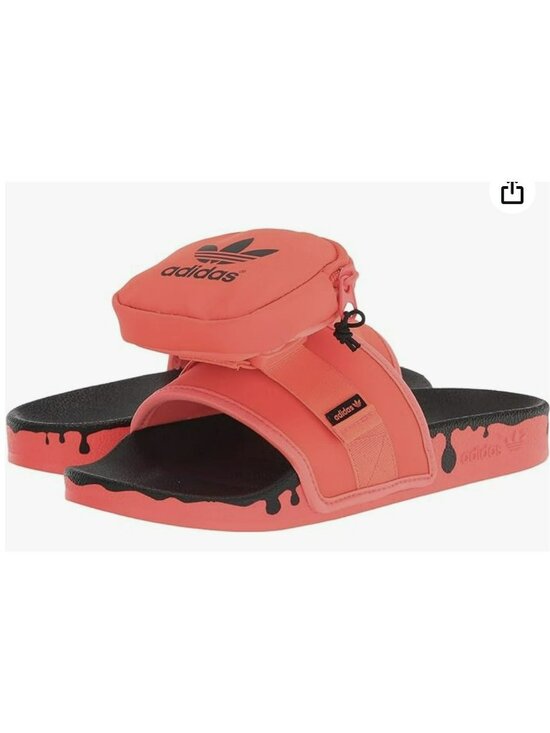 Adidas Womens Red Drip Pouch Slip On Sandal Shoe NWB Size 7